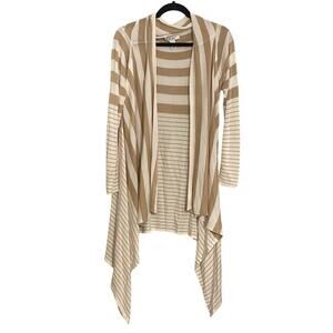 White House Black Market White Tan Asymmetrical Cardigan Duster‎ Small Coastal
